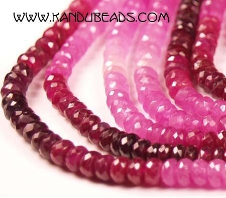 AA REAL RUBY GEM faceted rondelle beads 3mm 34ct  Red Pink 7.5 inch strand -- All Natural no dye, nothing added,  not even heat