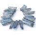 Blue Mystic Titanium AB Quartz Double Drilled crystal point beads 15-40mm Top and Bottom Drilled 6" strand