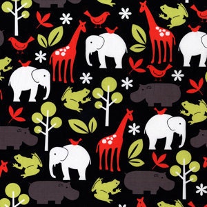 Michael Miller Fabric Zoology Black 1 yard