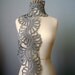 Custom listing Crochet Art scarf Heather Gray /Grey / Silver wool lace floral