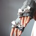 Crochet Fingerless Gloves Mittens Arm Warmers Grey  twilight  butterfly