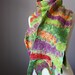 Felted scarf Wool Silk Purple Orange Green collage Abstract Contemporary Original Modern Art wrap