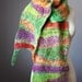 Felted scarf Wool Silk Purple Orange Green collage Abstract Contemporary Original Modern Art wrap