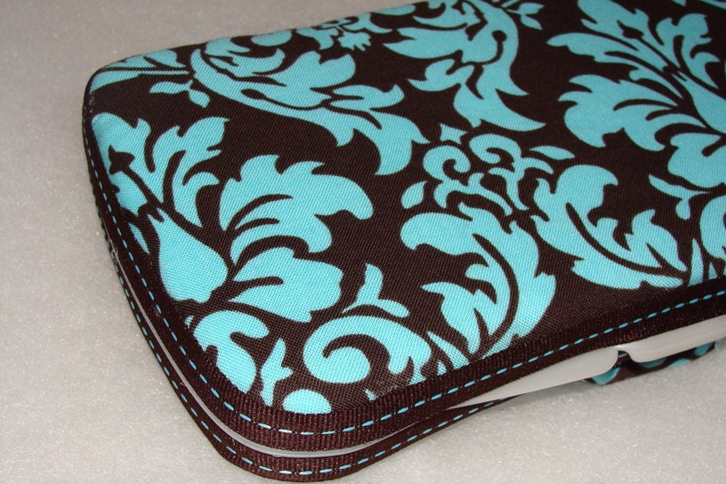 Designer Travel Wipes Case with Diaper Strap- Dandy Damask Spa