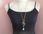 Wonder Land. Rabbit, Teapot, Key, Turquoise Charm Necklace.