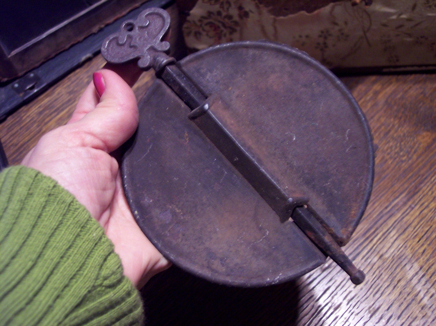 Old Antique Black Iron Chimmney/ Stove Pipe Damper by rustysecrets