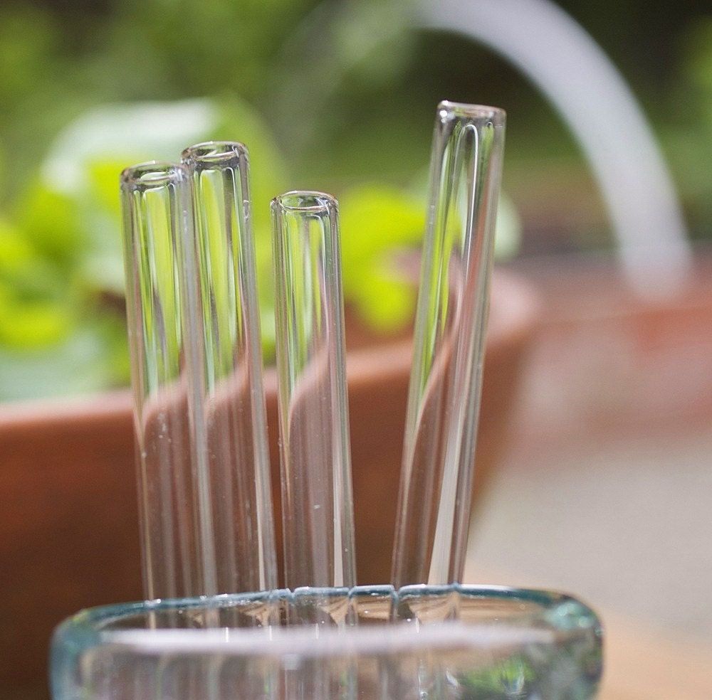 Classic Glass Slender Wall Straws  - Set of 4 - Eco Straws made of Borosilicate Glass - Lifetime Guarantee