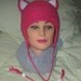 Hot Pink Crochet Cat Hat With White Ears and Beads, Ear Flaps