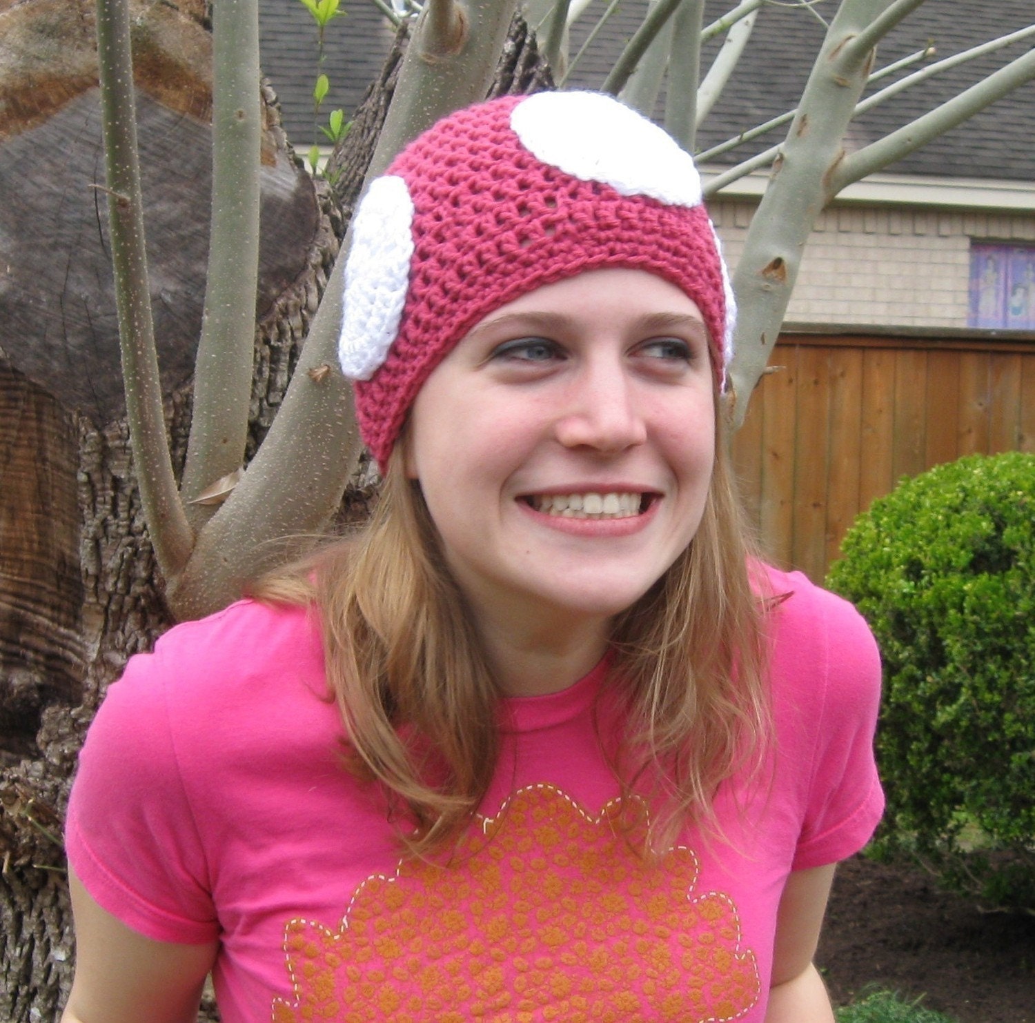 Mushroom Hat, Crochet, Toadette, Nintendo, Pink and White