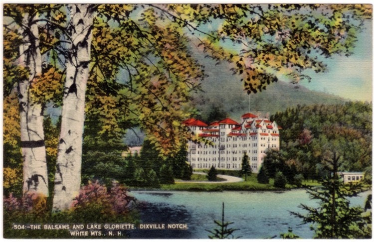 Vintage New Hampshire Postcard - The Balsams and Lake Gloriette (Unused)