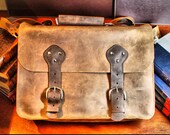 Industrial Men's Leather Messenger Satchel Shoulder Bag Briefcase Rustic Brown Carryall