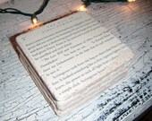 Harry Potter and the Deathly Hallows Coaster Set - 4 Tumbled travertine stone coasters made with actual book pages