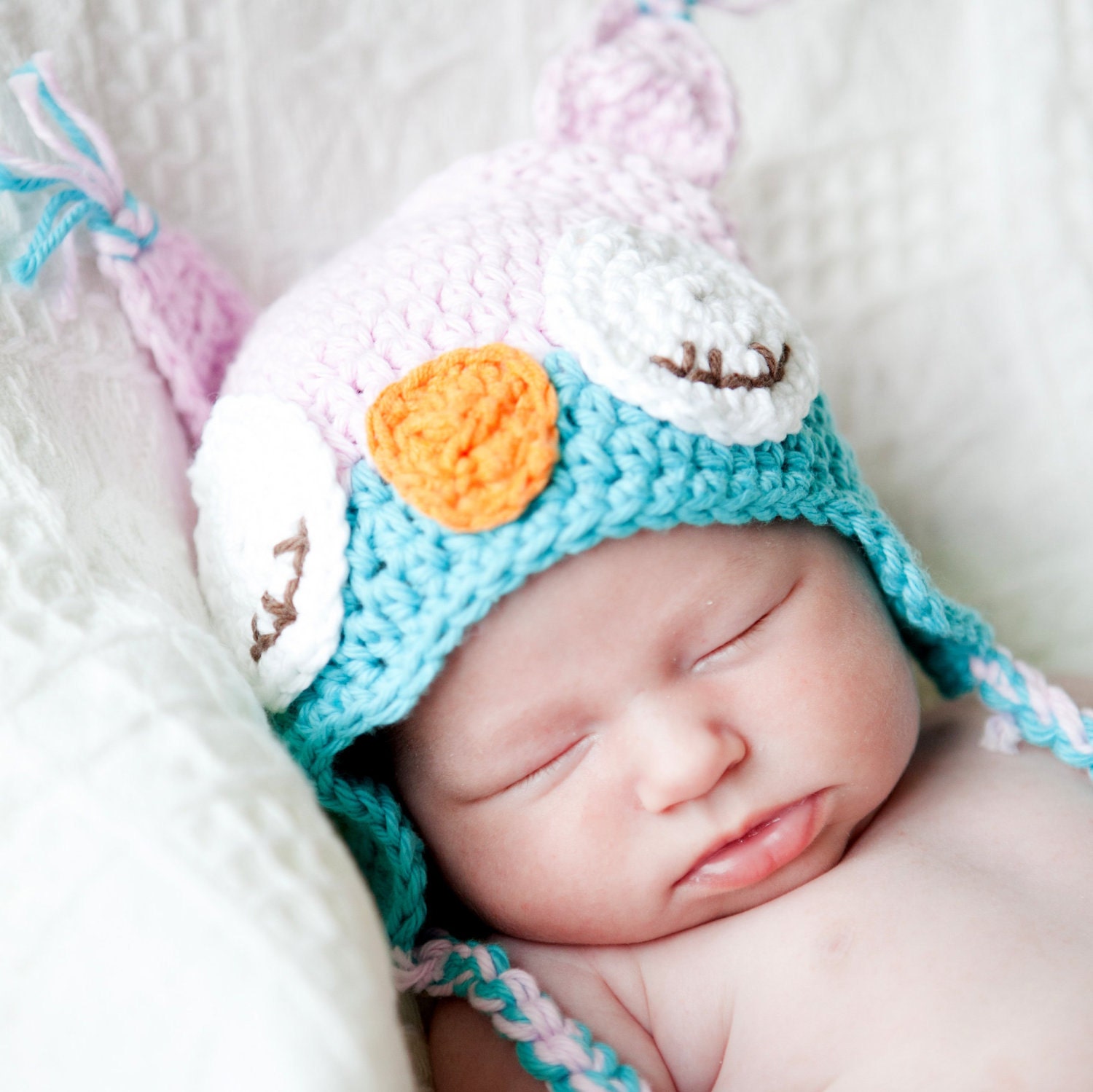 Pink Owl Hat, Owl Baby Hat, Newborn Girl Hat, 100% COTTON