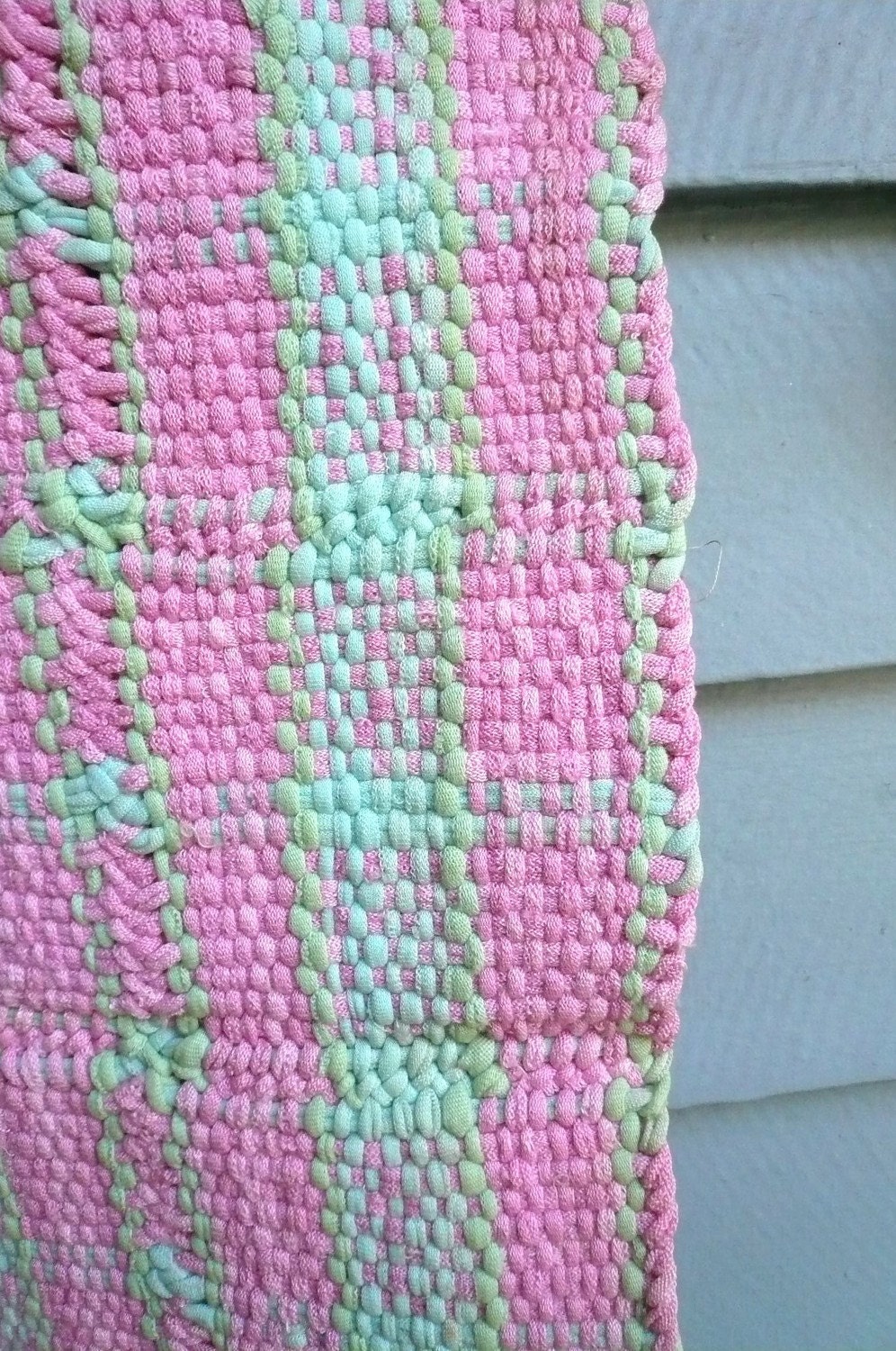 Vintage Floor Mat Pink Turquoise Green