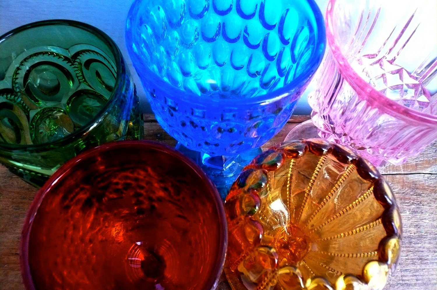 Vintage Glasses (5) Jewel Tones