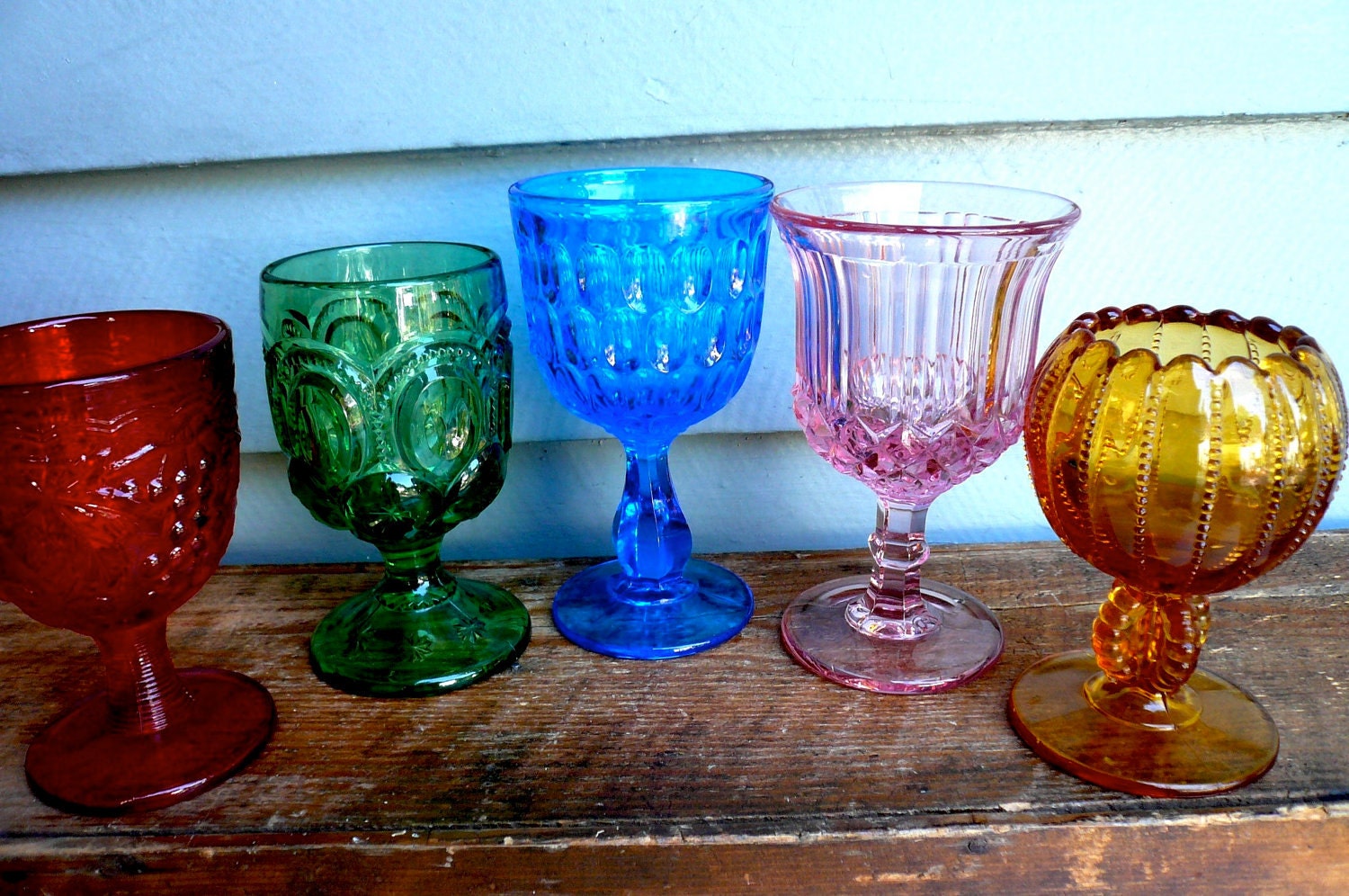 Vintage Glasses (5) Jewel Tones