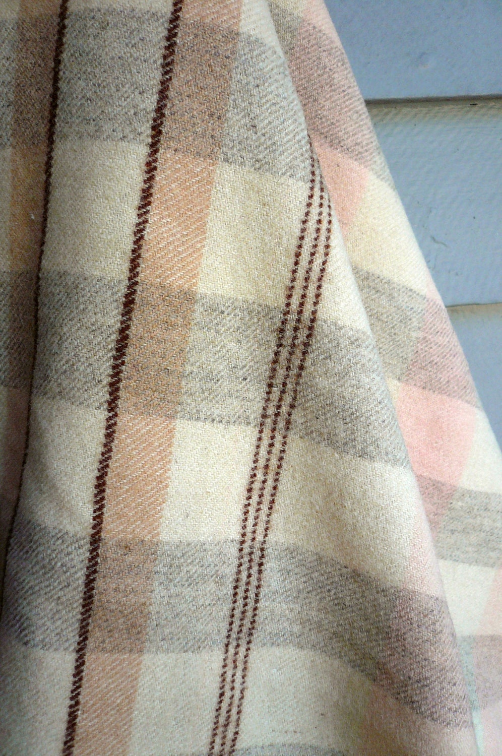Vintage Wool Blanket Pastel Plaid in TWO FP Treasuries