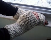 Fingerless Texting Gloves, Wheat Wrist Warmers