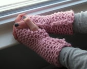 Fingerless Texting Gloves, Pink Wrist Warmers
