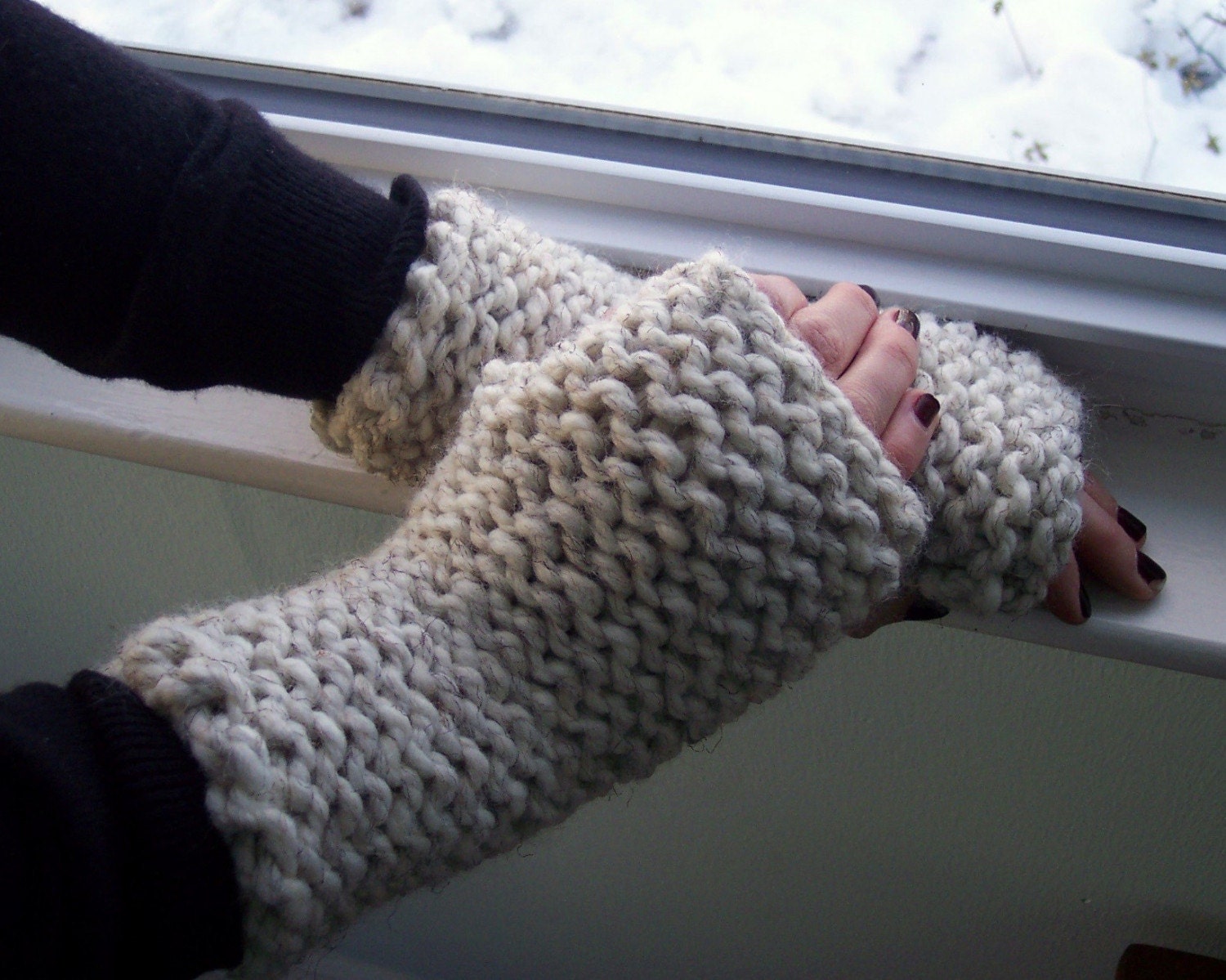 Fingerless Texting Gloves, Wheat Wrist Warmers