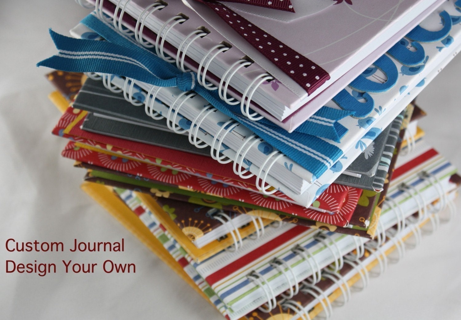 Baby Journal, Pregnancy Journal, Design Your Own, Custom Made to Order, Wire Bound Journal, 5x7in (12.7x17.8cm) 80 lined inside pages