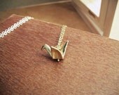 Gold paper Crane Necklace - Mate gold