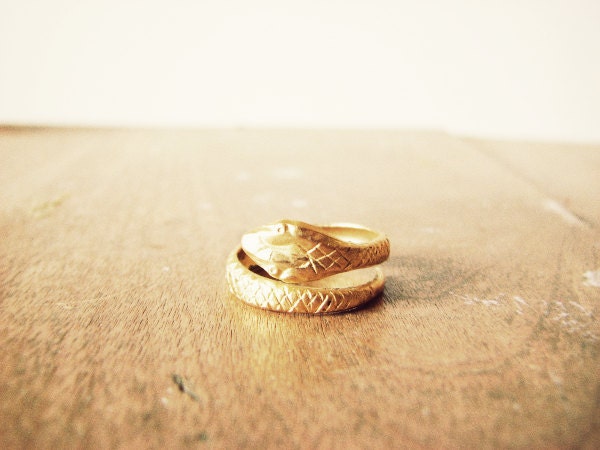 RAW Snake Ring- texture  gold ring
