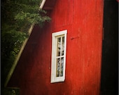 Red Barn Photo - 8 x 10 Photography - Country Window - Iowa farm - Hayloft - Landscape