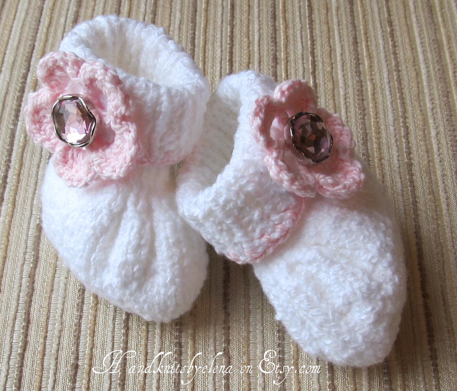 Instant Download Number 30 KNITTING PATTERN Baby Girl Cotton Booties 0-3, 3-6 and 6-9 months