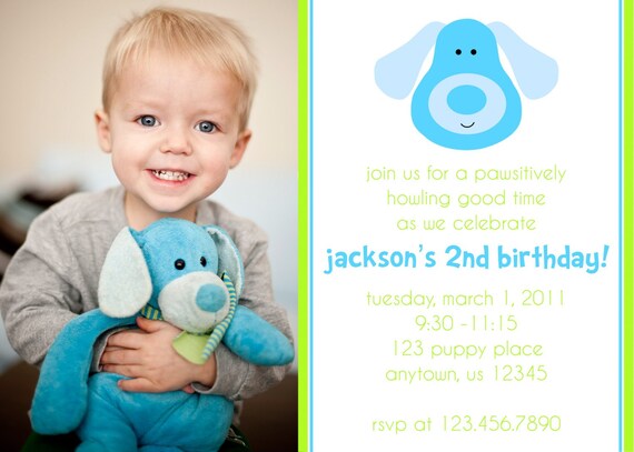 Puppy Photo Invitations-Printable PDF file Il_570xn