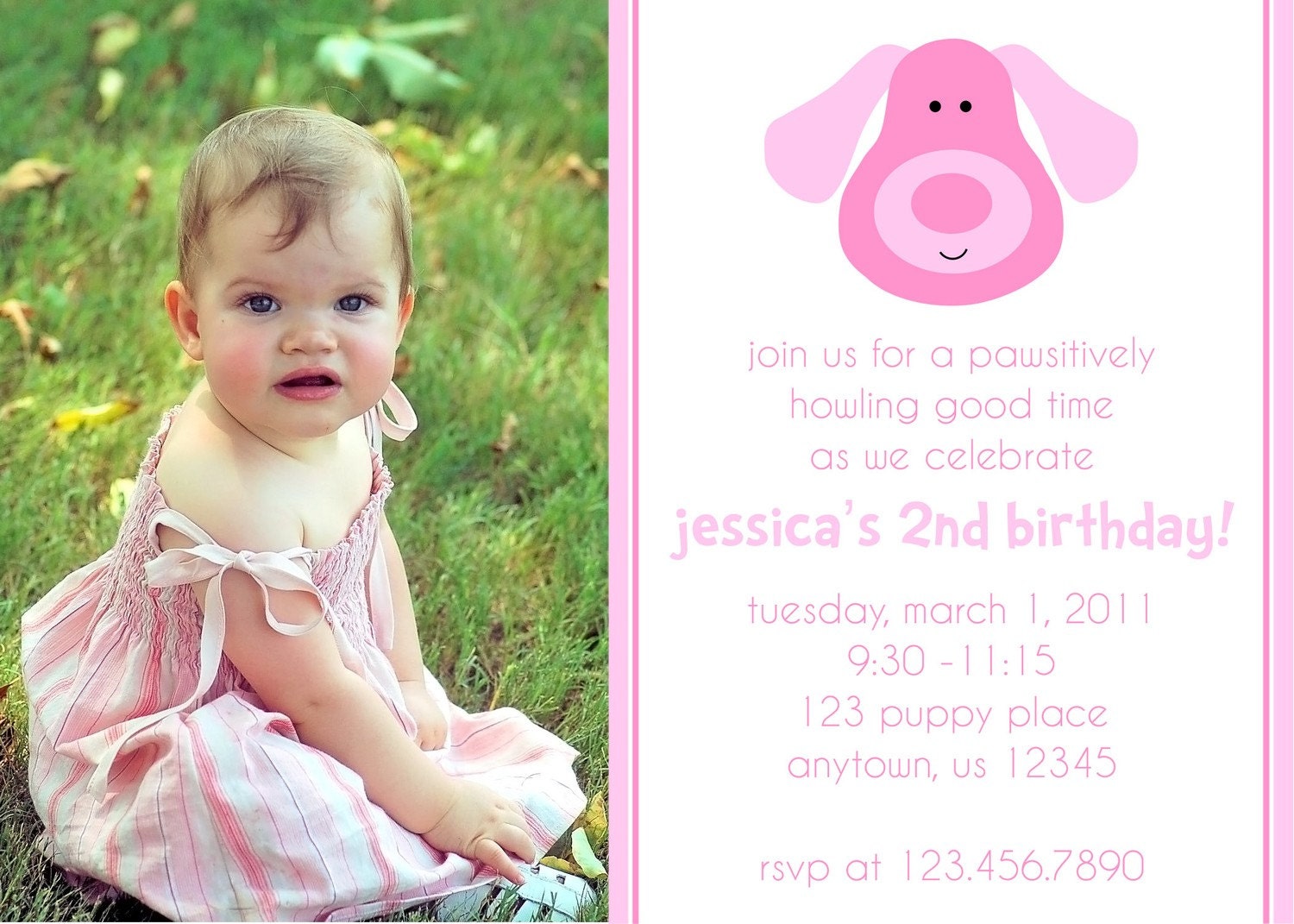 Puppy Party Photo Invitations-Printable PDF FIle Il_570xn