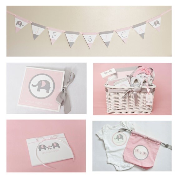 Elephant Baby Shower/Birthday Gift Set-Printable PDF file with EDITABLE TEXT Il_570xn