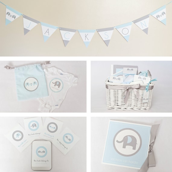 Elephant Baby Shower/Birthday Gift Set-Printable PDF file with EDITABLE TEXT Il_570xn