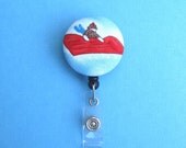 Sock Monkey ID Badge Reel with retractable cord and clip