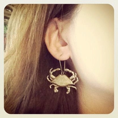 Cancer the Crab Earrings - Antique Gold finish - Made in USA Stamping