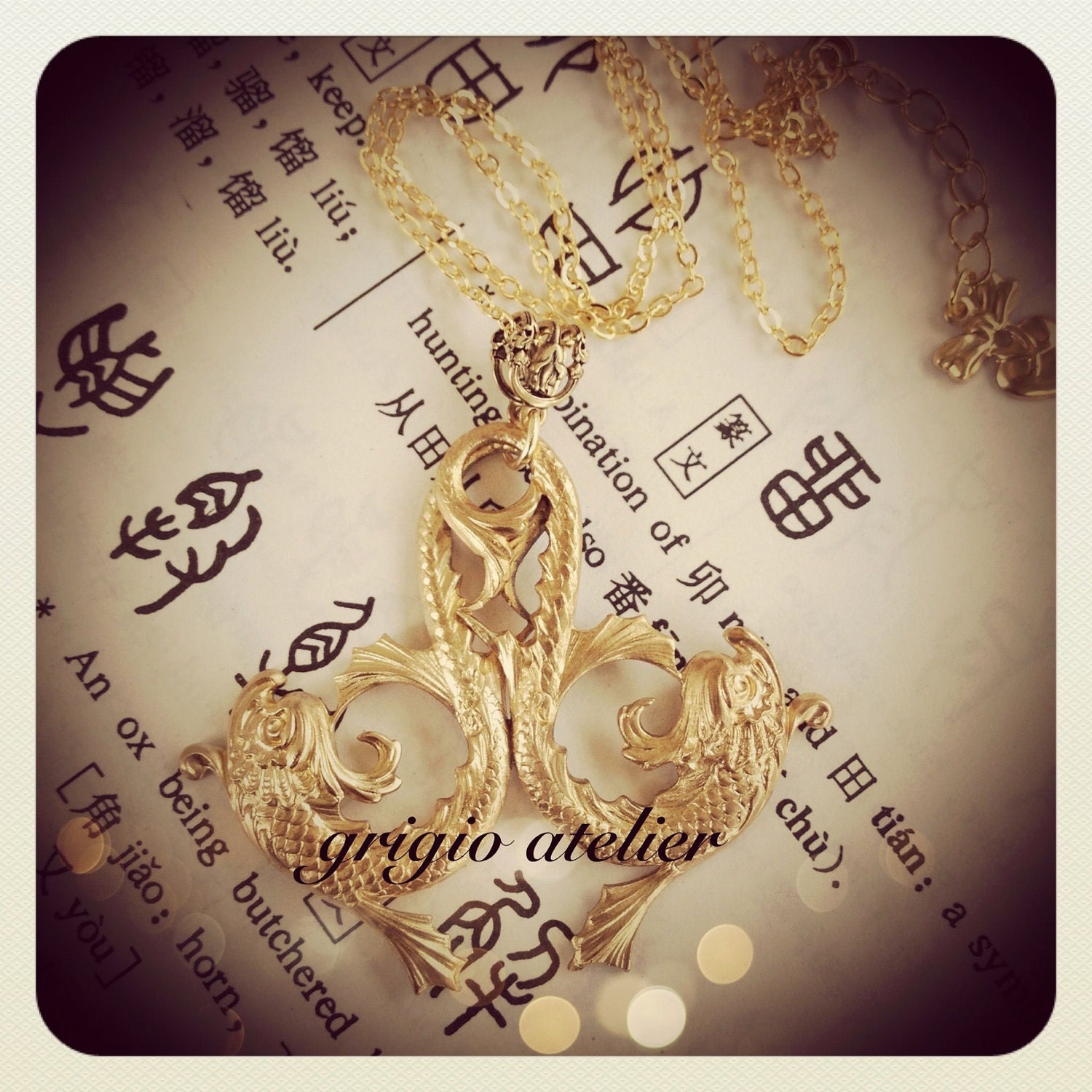 NEW - Carp No. 4 Necklace - Koi Pisces - Made in USA Brass