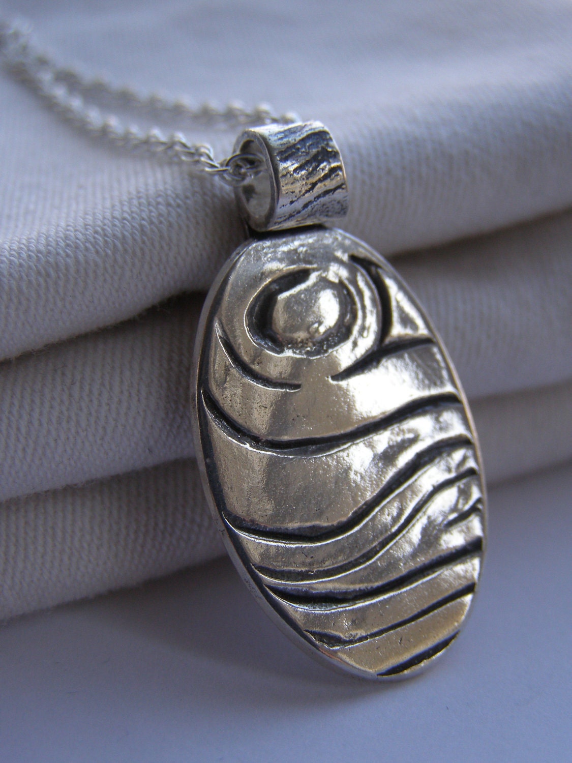 Fine Silver Pendant with Waves