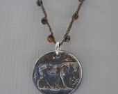Fine Silver Horse Pendant with Crochet Chain