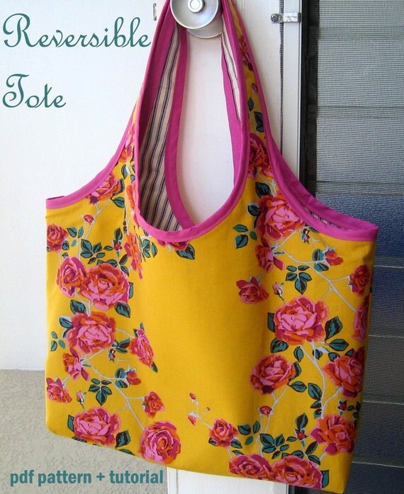 Reversible Tote Bag PDF Sewing Pattern and Tutorial