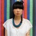 The Celeste asymmetrical woven beaded necklace in purple / sapphire blue