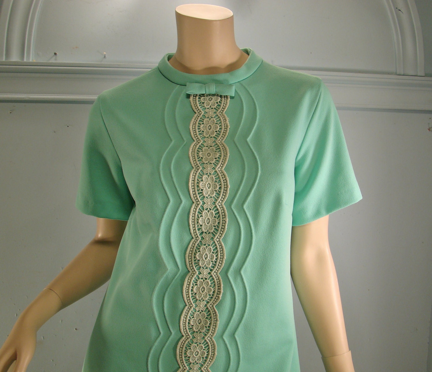 Mint & Lace Dress- 1960's Shift