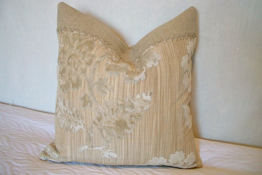 Velvet Floral Pillow Cover Luxury Natural Linen