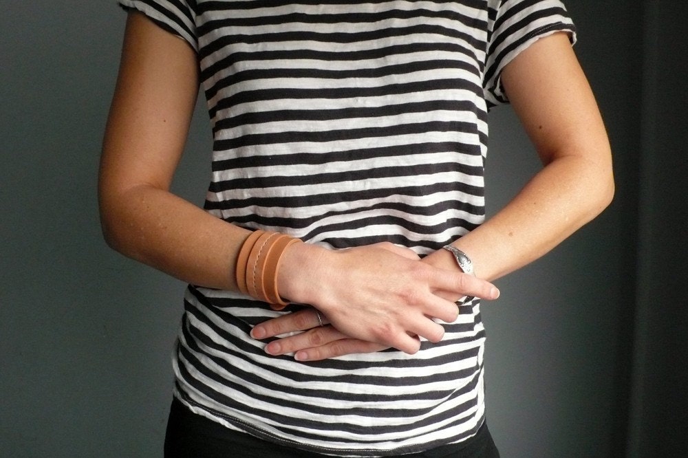 Natural Tan Saddle Stitch Cuff