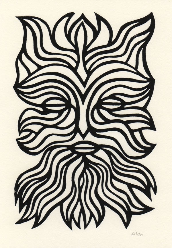 The elements. Water. Linocut