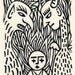 Here in hell again. Linocut
