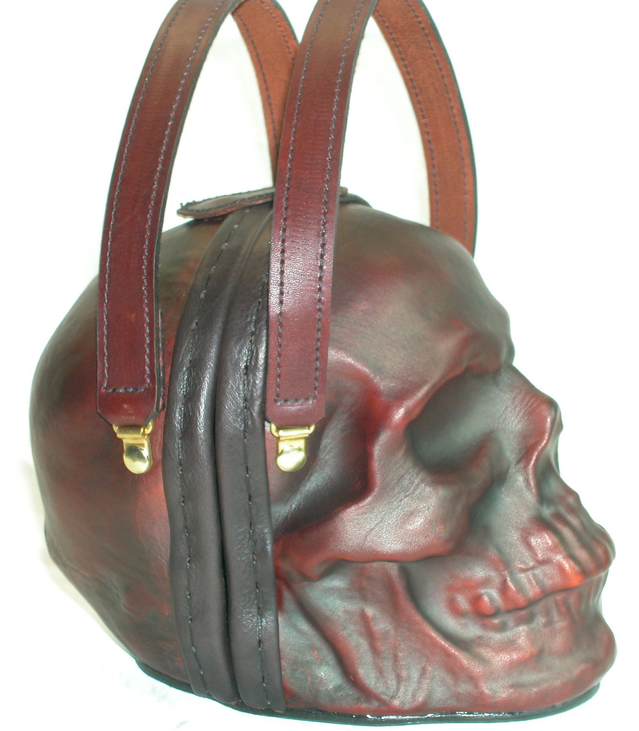 Leather Skull Purse Clutch in OxBlood