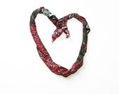 70s Vintage Norma Legge Silk Paisley Scarf  Coral Red 31 inch