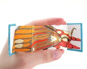 Furry Moth Book - Original artwork in a handmade accordion book