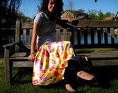 Yellow Circle Skirt, knee length, full skirt, fashion skirt, floral print skirt, made to order, sizes XS, S, M, L