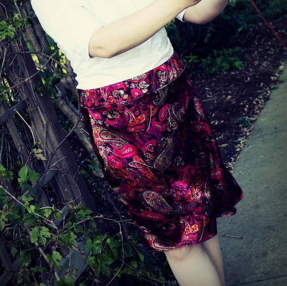 Fashion Pencil Skirt, burgundy paisley, knee length, custom made to order, sizes XS, S, M, L